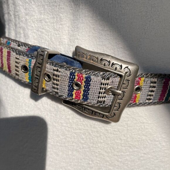 Vintage Elite Southwestern Woven Belt w/ Century Canada Silver Buckle - L - Picture 5 of 8